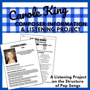 Preview of Carole King- Composer Information & Listening Project