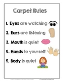 Carpet Rules for 1st Grade, Kindergarten, TK, Pre-K, and P