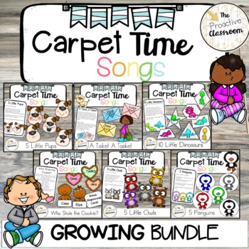Preview of Carpet Songs GROWING BUNDLE! | Preschool | Kindergarten Counting, Shapes, Colors