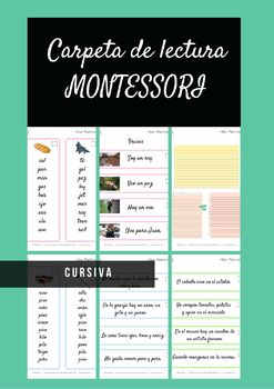 Preview of Carpeta de lectura Montessori, Alumno.Programa de lectura completo.Cursiva.