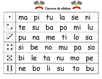 Carrera de letras, sílabas y palabras de alta frecuencia by Profe Valero