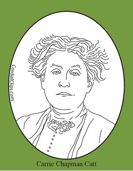 Carrie Chapman Catt Clip Art, Coloring Page or Mini Poster by Cordial Clips