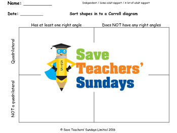 carroll diagram teaching resources teachers pay teachers