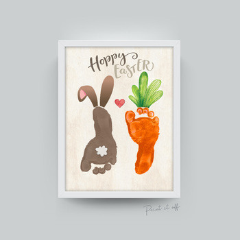 Preview of Carrot + Bunny Footprint / Easter / Parent Gift Activity Art Craft 0431