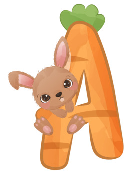 Preview of Carrot and Bunny Alphabet and Numbers