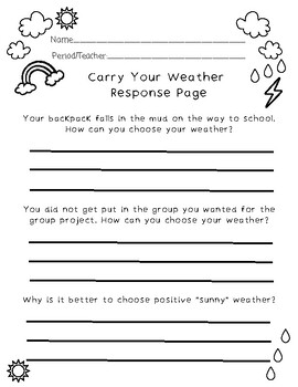 Carry Choose Your Weather Reactive Proactive Response Page | TPT