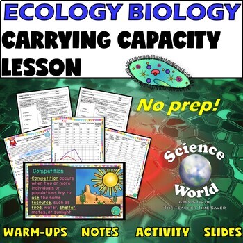 Preview of Carrying Capacity and Symbiosis Lesson | Ecology Unit Biology Science Notebook