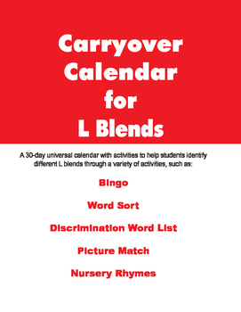 Preview of Carryover Calendar for L Blends
