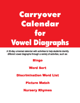 Preview of Carryover Calendar for Vowel Diagraphs