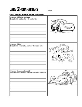 Preview of Cars 2 Activity Packet