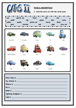 Preview of Cars II - Descriptions (Pixar)