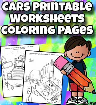 Preview of Cars Printable Worksheets Coloring Pages.