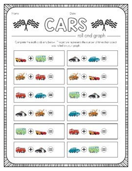 Disney Cars Inspired Roll And Graph Activity Data Sheets By Extra Sprinkle