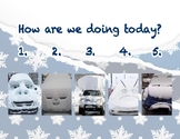 Cars in snow check in