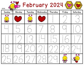 Preview of February 2024 Monthly Calendar Kindgergarten Morning Work