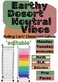 Cart labels/ Classroom or Centers  *Editable* Earthy Deser