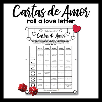 Preview of Cartas de Amor - Roll a Valentine's Day Love Letter in Spanish