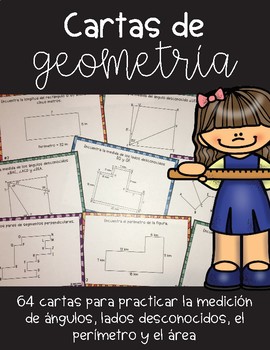 Preview of Cartas de geometría / Geometry Task Cards in Spanish
