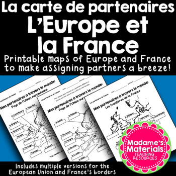 Preview of Carte de partenaires: L'Europe et la France -- French Partner Map Handout