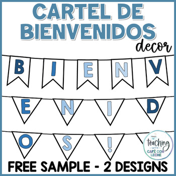 Preview of Free Cartel de Bienvenidos AZUL - Blue Welcome Banner in Spanish