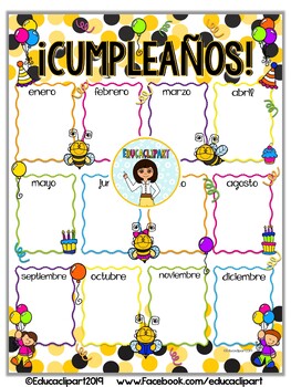 Íntimo Contabilidad Seguro Cartel de cumpleaños- Abejas (Bee themed Birthdays poster) by Educaclipart