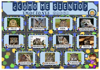 Preview of Carteles Emociones Búhos / Poster Emotions Owls (Spanish)