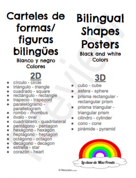 2D Shapes in English and Spanish - Figuras 2D en Espanol y Ingles