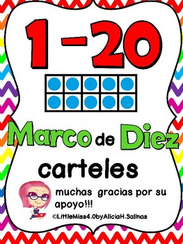 Preview of Carteles de Numberos con Marco de Diez/Ten Frame Number Posters in Spanish