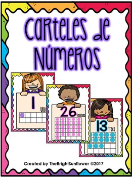 Carteles de Números/ Number Posters in Spanish by Bilingual Learning Spot