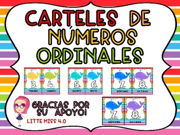 Preview of Carteles de Numeros Ordinales/Ordinal Numbers Posters 1-20
