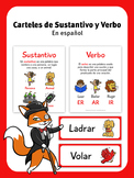 Carteles de Sustantivo y Verbo - En español - Illustrated Posters