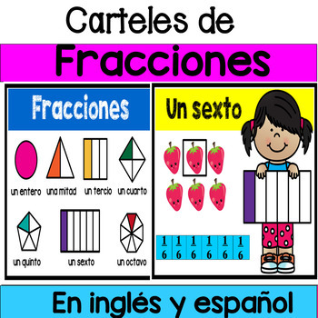 Preview of Carteles de matematicas fracciones en inglés y espaňol DIGITAL LEARNING