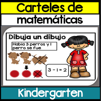 Preview of Carteles de matematicas - Kindergarten en ingles y espanol