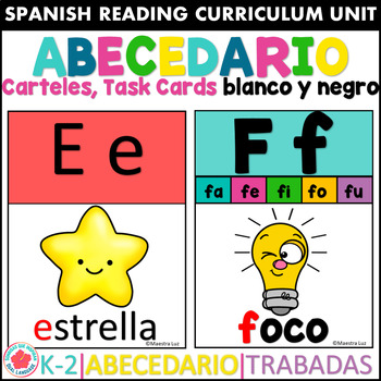 Preview of Carteles del Abecedario | Alfabeto Estrellita Task Cards a color y blanco-negro
