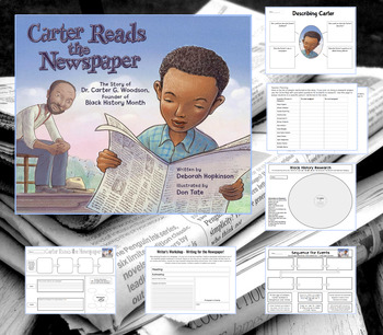 Preview of Carter Reads the Newspaper - Book Companion - Research, Writing, Comprehension