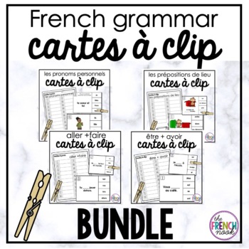 Preview of Cartes à clip - FRENCH grammar clip cards BUNDLE