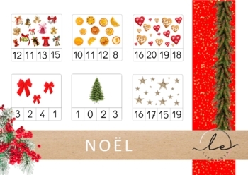 Preview of Cartes à pince - Clip Cards  | Christmas - NOËL - nombres 1-20