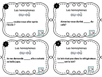 Cartes Ã  tÃ¢ches - Les homophones ou-oÃ¹  (French task cards)