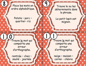 Cartes à tâches français by Sara Deschenes | TPT