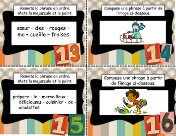 Cartes à tâches français by Sara Deschenes | Teachers Pay Teachers