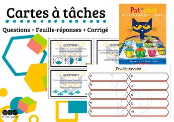 Preview of Cartes à tâches (math) - Album Pat le chat !