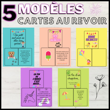 Preview of Cartes au revoir en français FIN D'ANNÉE - Goodbye Cards in French END OF YEAR