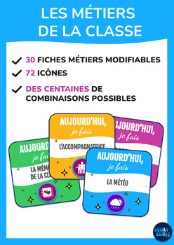 Preview of Cartes des métiers de la classe - CLASSROOM JOBS IN FRENCH