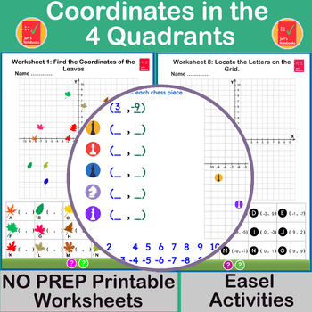 Preview of Coordinates in the Four Quadrants - Plotting and Locating points