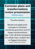 Cartesian plane and transformations review presentation - 