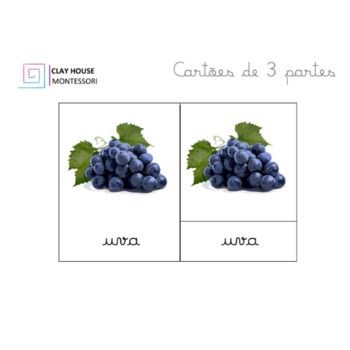 Preview of Cartões de 3 partes Montessori_Frutas