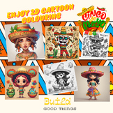 Digital resources Cartoon 2D Cinco de Mayo coloring 18 pages.