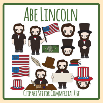 Cartoon Abraham Lincoln - American President United States History Clip Art