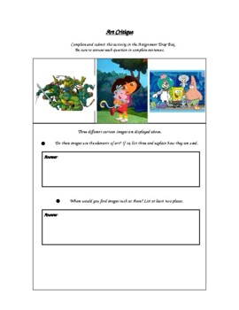 Preview of Cartoon Art Critique w/ Answer Key (Microsoft Word)