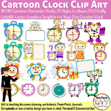 Cartoon Character Clock Clipart, Teacher Clipart
